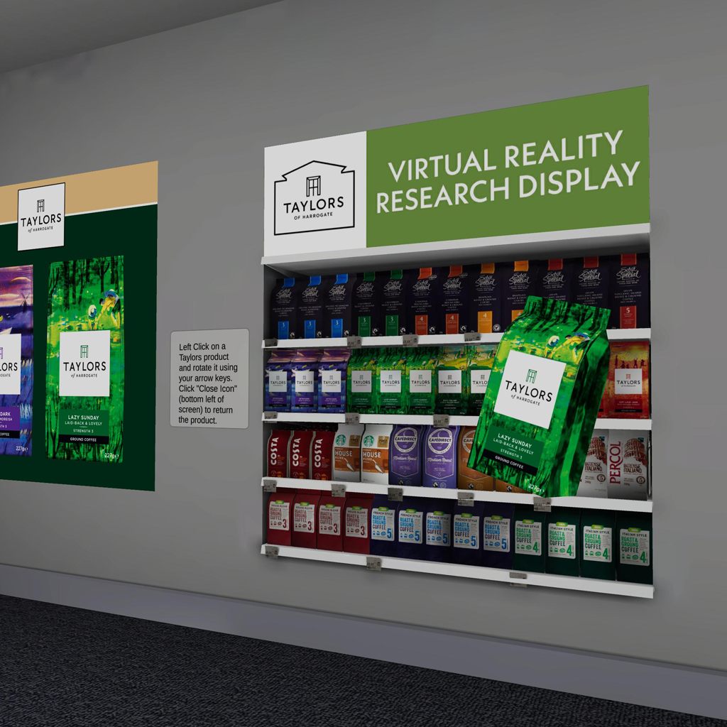 Virtual reality consumer research product display